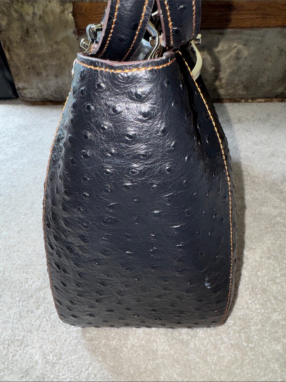 Dooney & Bourke Alto Ostrich Camilla in Black - Picture 6 of 15